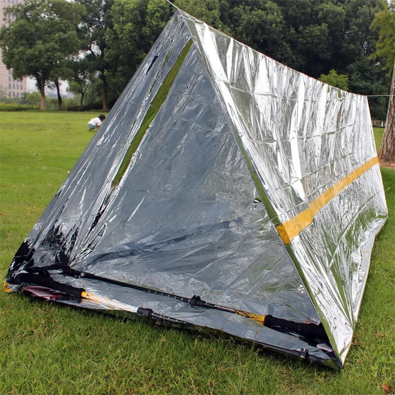 Camping Sun Protection Space Blanket Foldable EmergencyTent Survival Insulation Blanket Sleeping Bag, Lightweight Waterproof Hiking Camping Shelter For Outdoor Adventure (image for) Camping Sun Protection Space Blanket Foldable EmergencyTent Survival Insulation Blanket Sleeping Bag, Lightweight Waterproof Hiking Camping Shelter For Outdoor Adventure